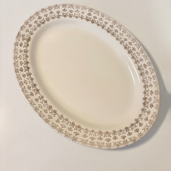 Heritage Thrift Gold 22K Gold China Dinnerware Serving Platter Off White Gold - Picture 1 of 4